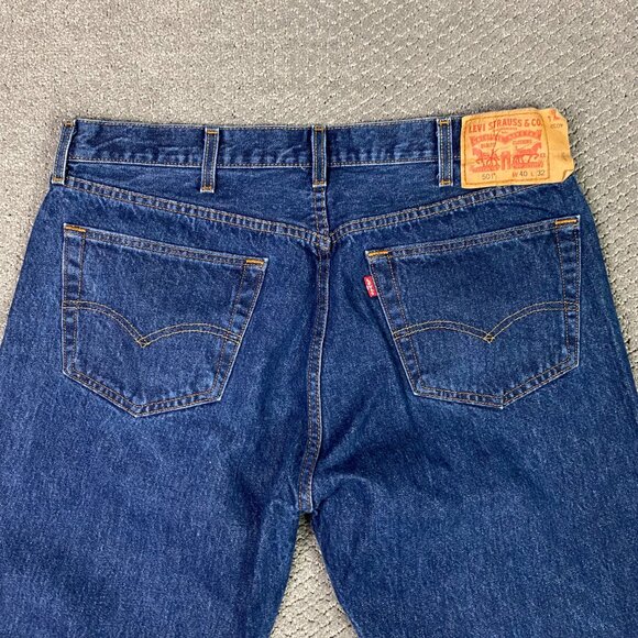 Levi's 501 Jeans Men's 40 x 32 Measures 36 x 29 Blue Cotton Button Fly Red Tab - Picture 5 of 13